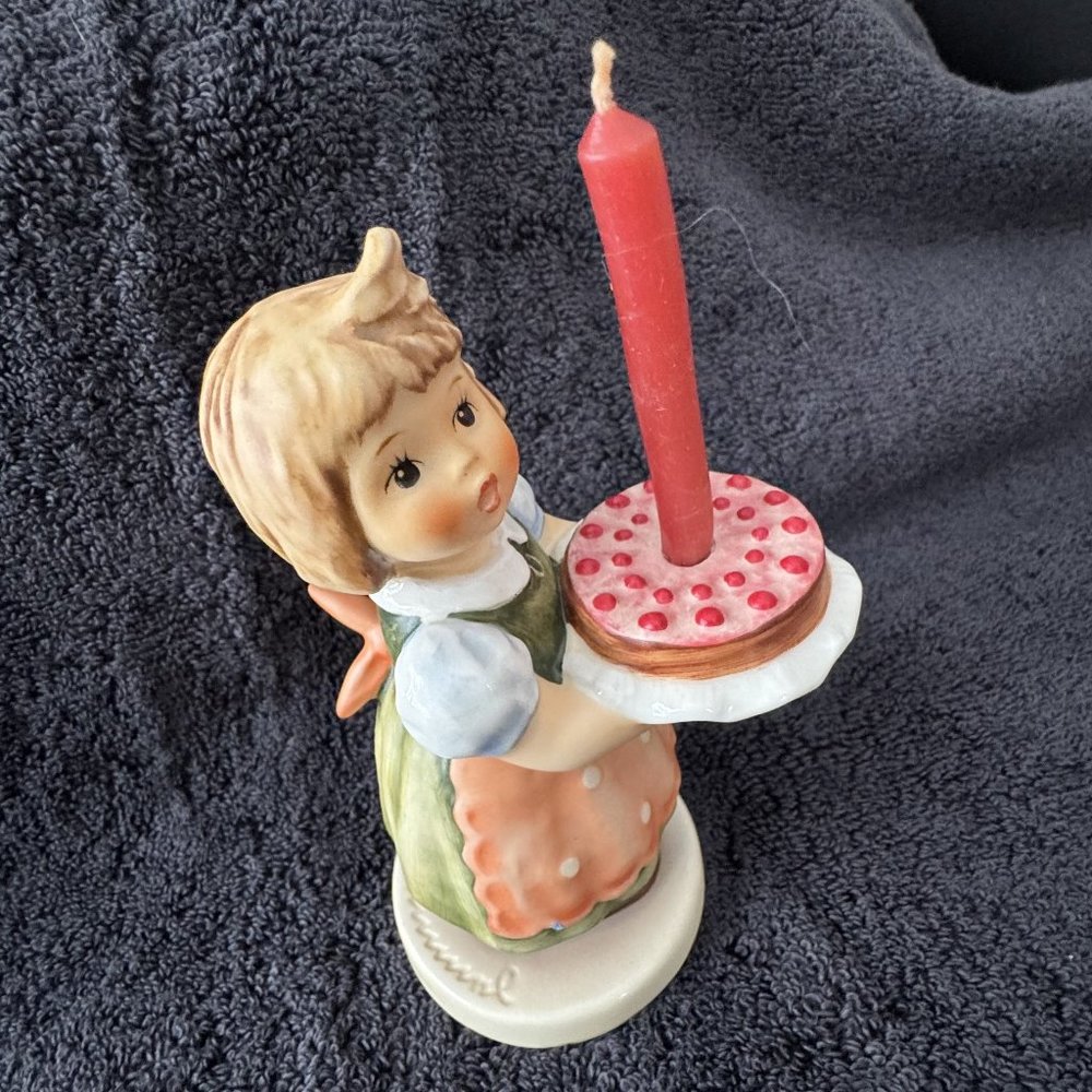 Goebel Hummel Figurine ~ Birthday Candle (Candleholder) ~ Girl w Birthday Cake